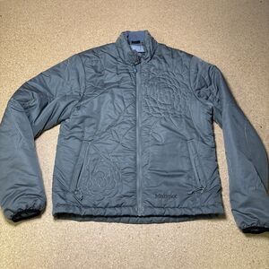 Marmot Full Zip Lightweight Puffer Jacket Womens M Gray Embroidered Flowers